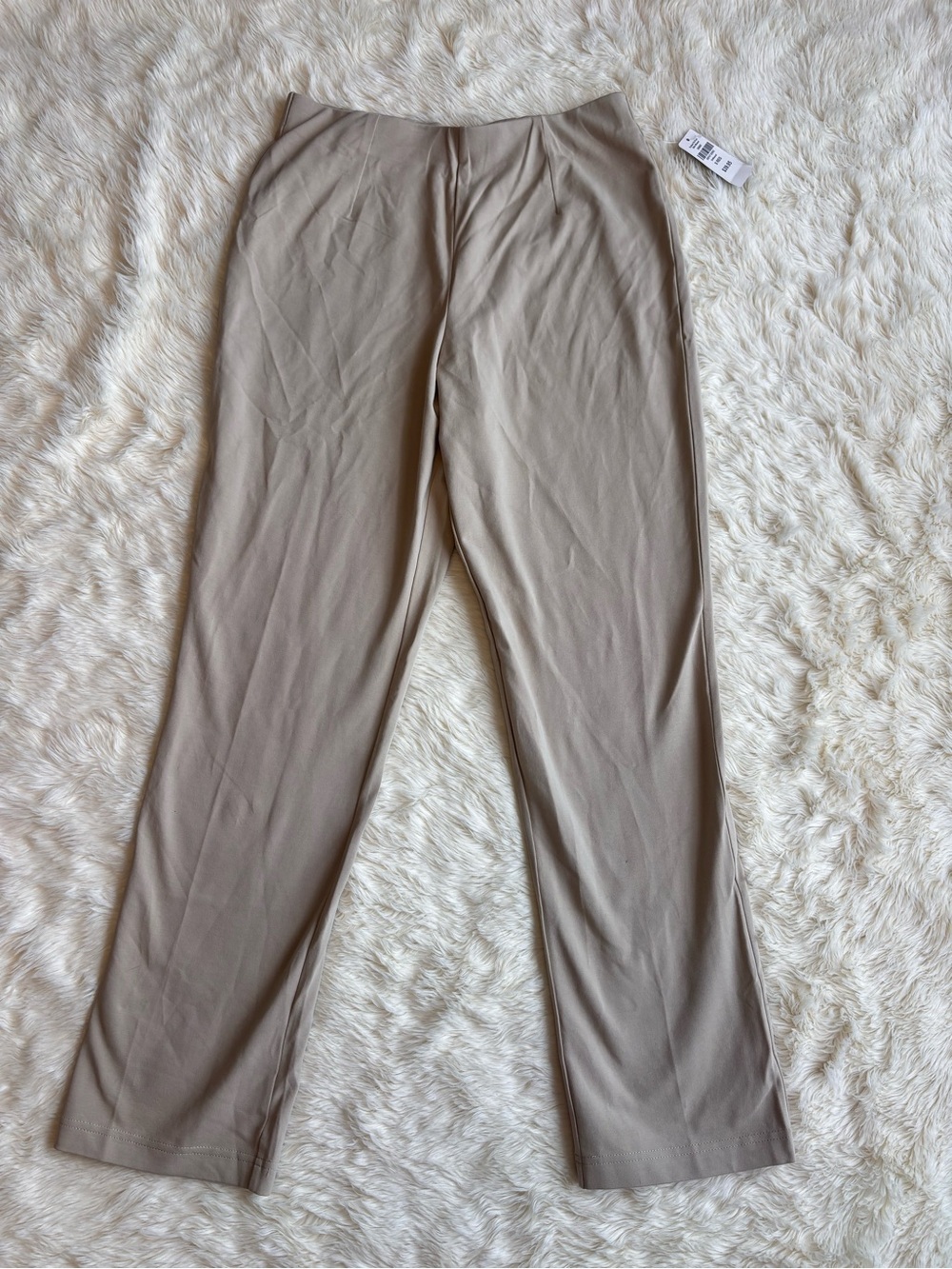 NWT LL Bean Cream Perfect Fit Slim Pull On Elastic Waist Pant Womens Small